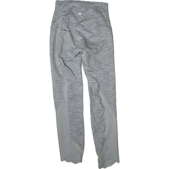 Lululemon Wunder Under Scalloped Hem High-Rise Cropped Leggings Gray White XS 2 - Picture 3 of 9